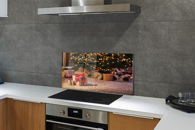 Painel de vidro presentes de árvore de natal