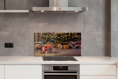 Painel de vidro presentes de árvore de natal