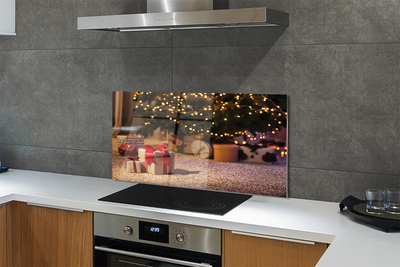 Painel de vidro presentes de árvore de natal