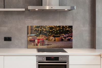 Painel de vidro presentes de árvore de natal