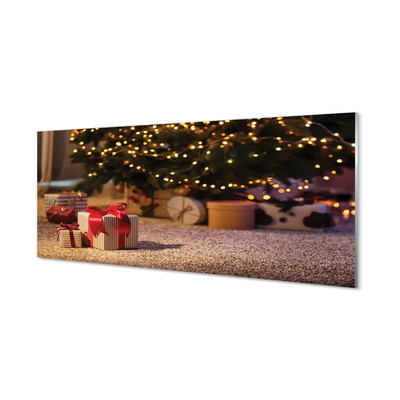 Painel de vidro presentes de árvore de natal