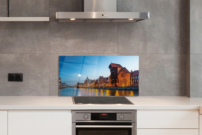 Painel de vidro Rio Gdansk à noite na Cidade Velha