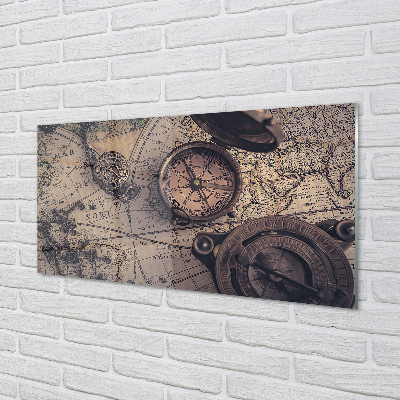 Painel de vidro Mapa da bússola