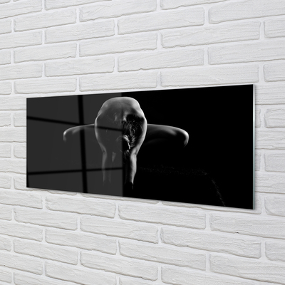 Painel de vidro Mulher em preto e branco
