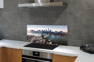 Painel de vidro Panorama dos arranha-céus da ponte