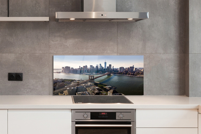 Painel de vidro Panorama dos arranha-céus da ponte