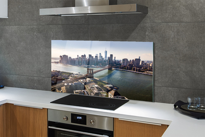 Painel de vidro Panorama dos arranha-céus da ponte