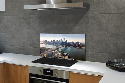 Painel de vidro Panorama dos arranha-céus da ponte