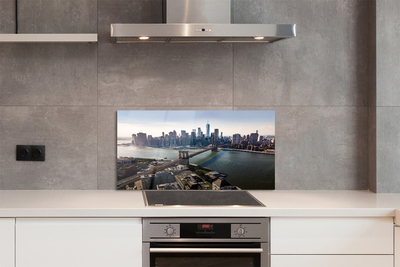 Painel de vidro Panorama dos arranha-céus da ponte