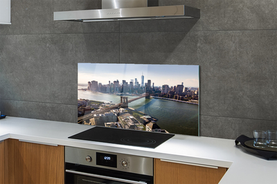 Painel de vidro Panorama dos arranha-céus da ponte