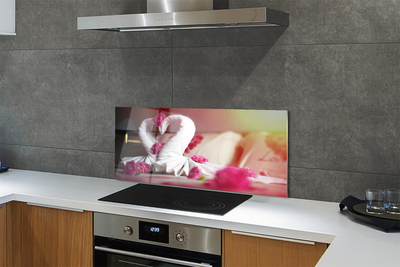 Painel de vidro Toalhas de flores de cisne