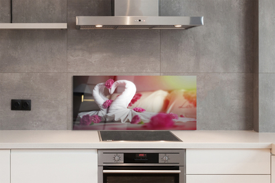 Painel de vidro Toalhas de flores de cisne