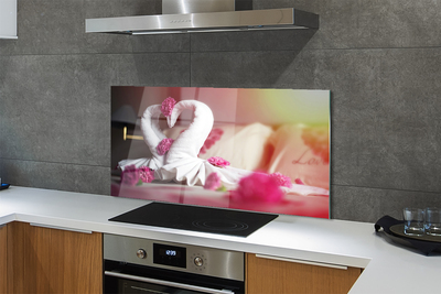 Painel de vidro Toalhas de flores de cisne