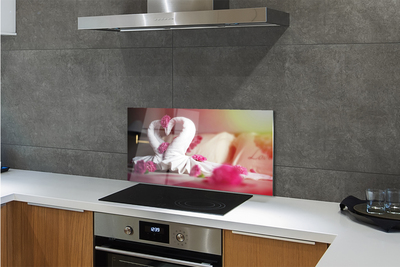 Painel de vidro Toalhas de flores de cisne