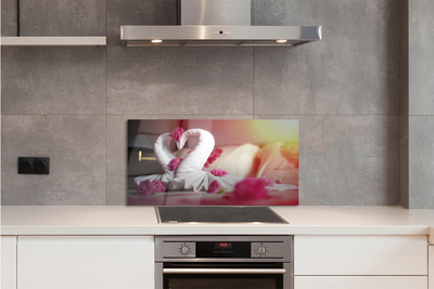 Painel de vidro Toalhas de flores de cisne