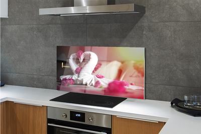 Painel de vidro Toalhas de flores de cisne