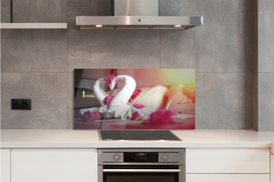 Painel de vidro Toalhas de flores de cisne
