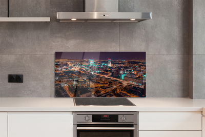 Painel de vidro Panorama noturno da cidade de Varsóvia