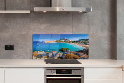 Painel de vidro Panorama da praia da costa da Grécia