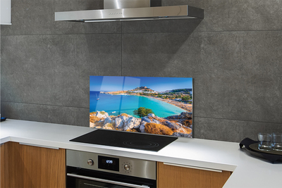 Painel de vidro Panorama da praia da costa da Grécia