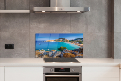 Painel de vidro Panorama da praia da costa da Grécia