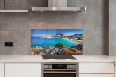 Painel de vidro Panorama da praia da costa da Grécia