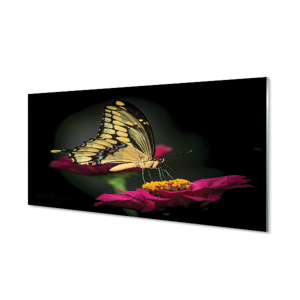 Painel de vidro Borboleta em uma flor