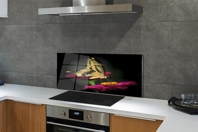 Painel de vidro Borboleta em uma flor