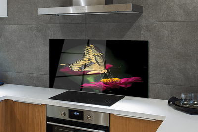 Painel de vidro Borboleta em uma flor