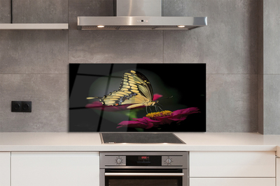 Painel de vidro Borboleta em uma flor