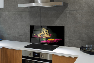 Painel de vidro Borboleta em uma flor