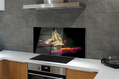 Painel de vidro Borboleta em uma flor