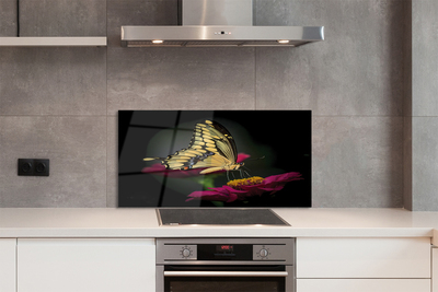 Painel de vidro Borboleta em uma flor