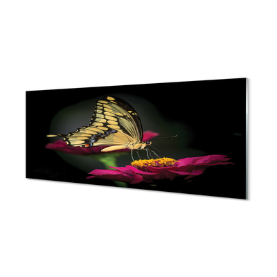 Painel de vidro Borboleta em uma flor