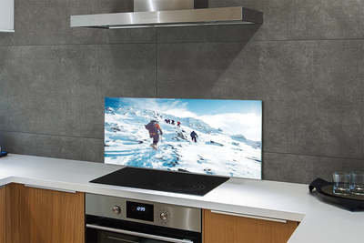 Painel de vidro Escalada de montanha no inverno