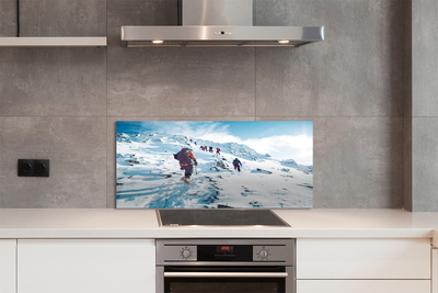 Painel de vidro Escalada de montanha no inverno