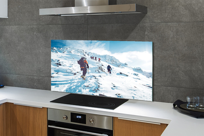 Painel de vidro Escalada de montanha no inverno