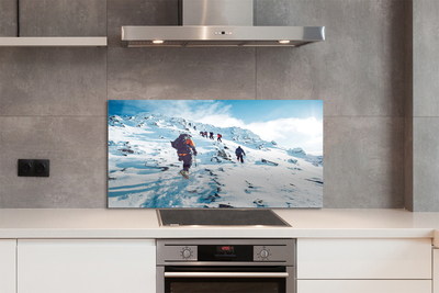 Painel de vidro Escalada de montanha no inverno