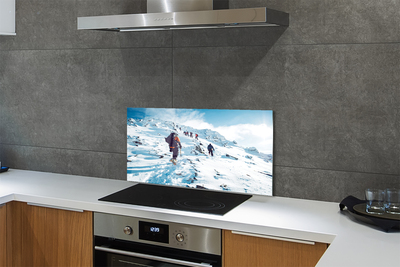 Painel de vidro Escalada de montanha no inverno