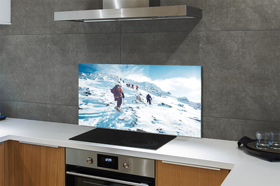 Painel de vidro Escalada de montanha no inverno