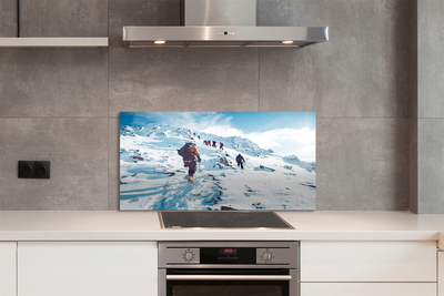 Painel de vidro Escalada de montanha no inverno