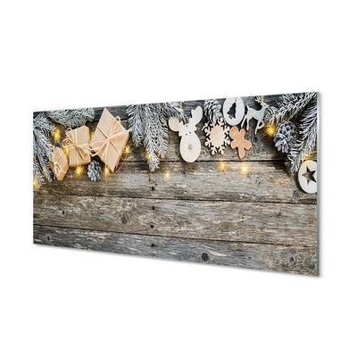 Painel de vidro Galhos, presentes, cones