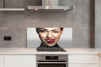 Painel de vidro Mulher lábios vermelhos