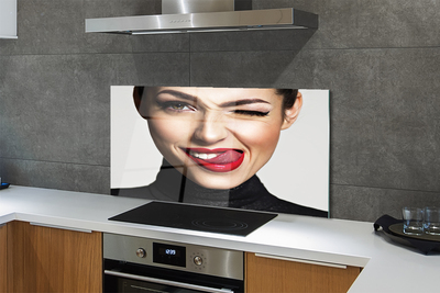 Painel de vidro Mulher lábios vermelhos