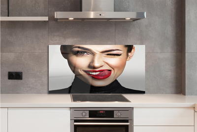 Painel de vidro Mulher lábios vermelhos