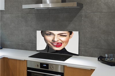 Painel de vidro Mulher lábios vermelhos