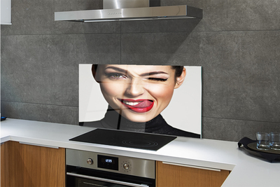 Painel de vidro Mulher lábios vermelhos