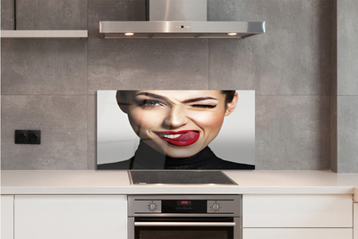 Painel de vidro Mulher lábios vermelhos