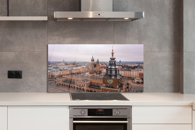 Painel de vidro Panorama das igrejas de inverno de Cracóvia