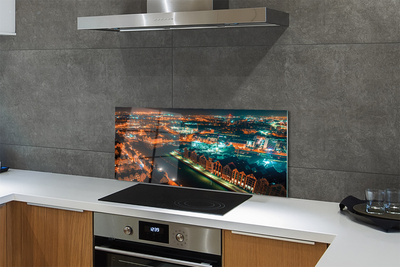 Painel de vidro Panorama noturno do Rio Gdansk